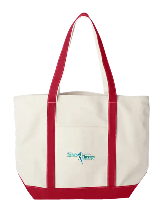 Extra Large Natural/Red Sturdy Canvas Carryall w/Sports Rehab Logo