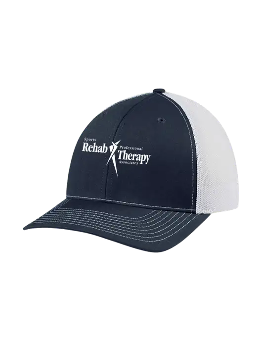 Richardson Adjustable Snapback Original 112 Trucker Cap Navy w/White Mesh w/Sports Rehab Logo
