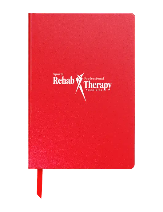 Achieve Red Hardcover Journal, 5.5 x 8.37 w/Sports Rehab Logo