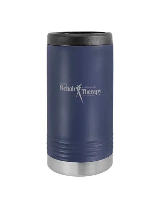 Polar Camel Powder Coated Navy Vacuum Insulated Slim Beverage Holder w/Sports Rehab Logo