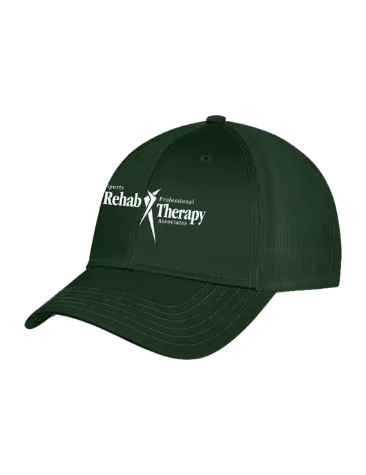 Dark Green Mesh Trucker Cap Snap Back w/Sports Rehab Logo