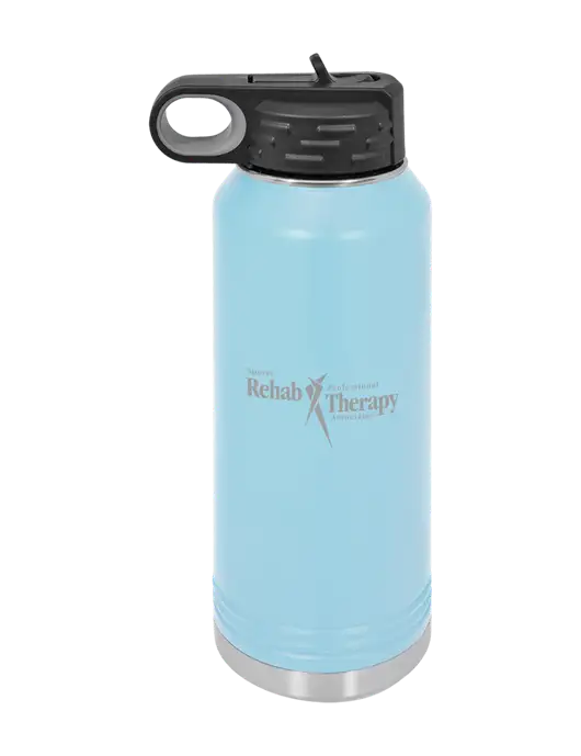 Polar Camel 32 oz Powder Coated Light Blue Vacuum Insulated Water Bottle w/Sports Rehab Logo