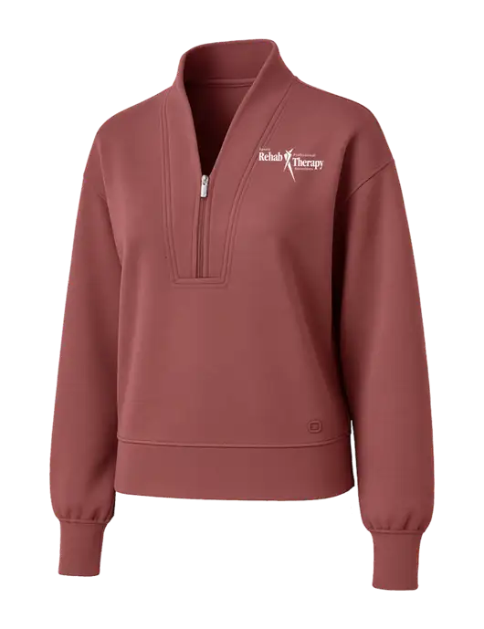 OGIO Womens Soft Maroon Transcend 1/4-Zip w/Sports Rehab Logo