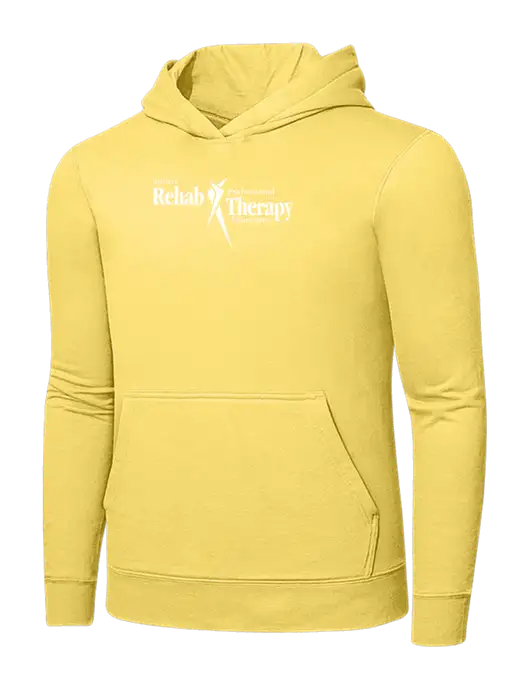 Light Yellow 7.8. oz Ring Spun Hooded Sweatshirt w/Sports Rehab Logo