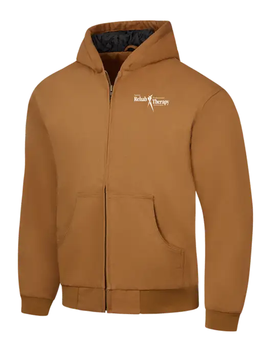 CornerStone Light Brown Duck Cloth Hooded Work Jacket w/Sports Rehab Logo