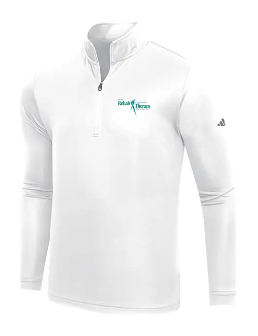 Adidas White  Lightweight Quarter Zip Pullover w/Sports Rehab Logo