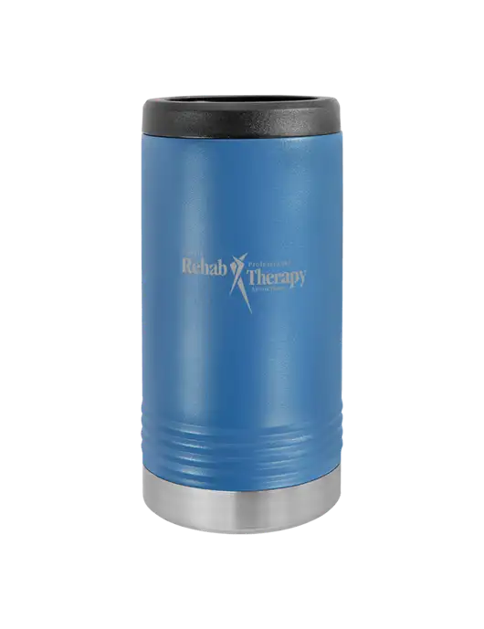 Polar Camel Powder Coated Royal Blue Vacuum Insulated Slim Beverage Holder w/Sports Rehab Logo