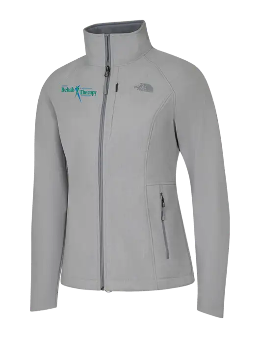 North Face Womens Light Grey Heather Apex Barrier Soft Shell Jacket  w/Sports Rehab Logo