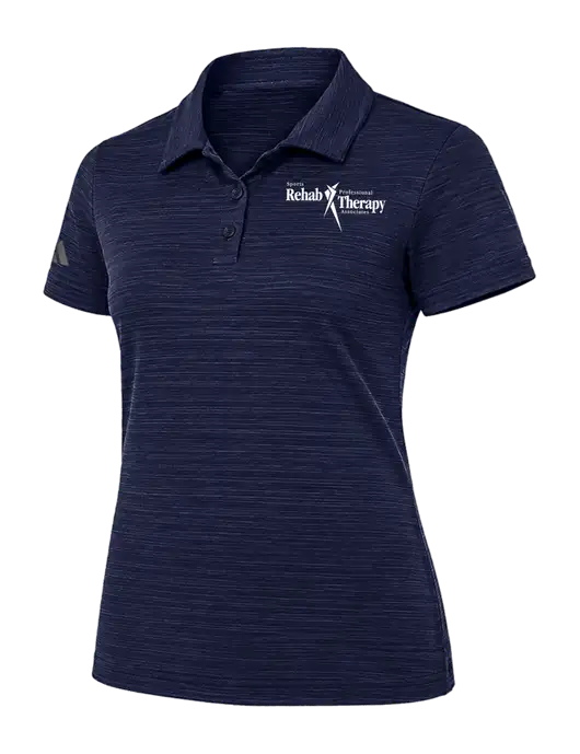 Adidas Womens Navy Textured Stripe Polo w/Sports Rehab Logo