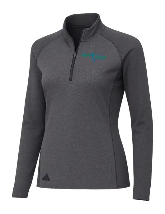 Adidas Womens Black Melange Space Dyed Quarter-Zip Pullover  w/Sports Rehab Logo