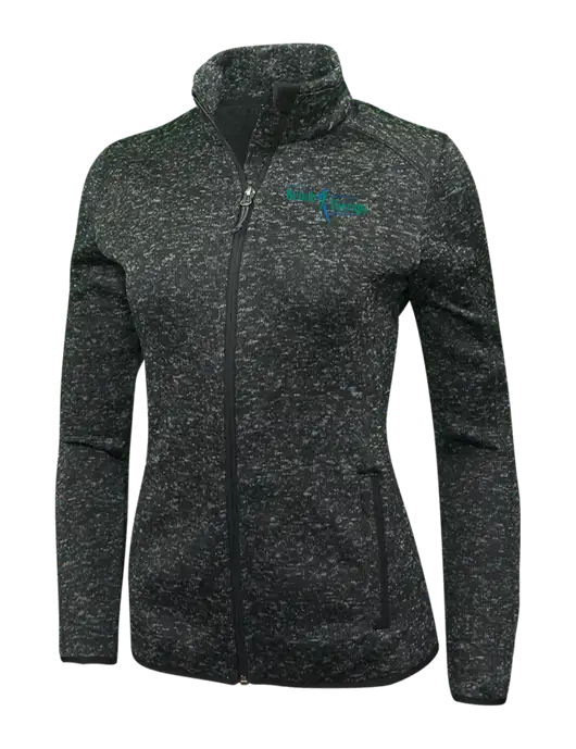 Black Heather Womens Sweater Fleece Jacket w/Sports Rehab Logo