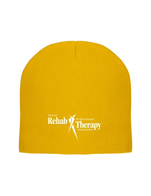 Solid Yellow Gold Element Knit Beanie w/Sports Rehab Logo