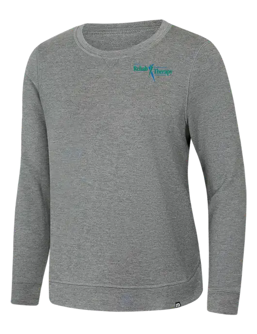 TravisMathew Womens Light Grey Heather Lightweight Long Weekend Crew w/Sports Rehab Logo