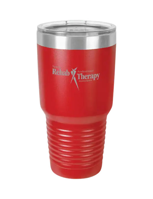 Polar Camel 30 oz Powder Coated Red Vacuum Insulated Tumbler  w/Sports Rehab Logo