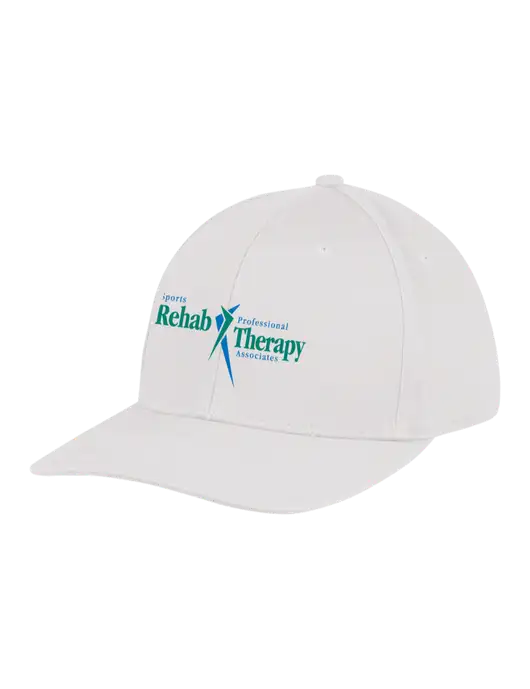 Premium Modern Structured Twill White Snapback Cap w/Sports Rehab Logo