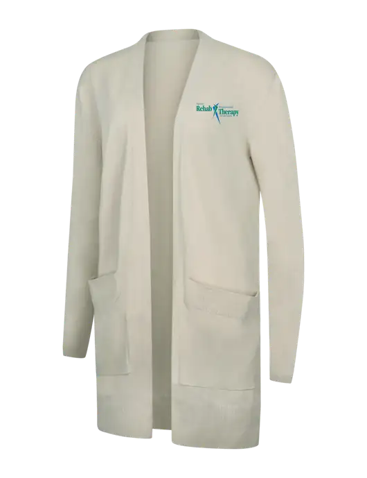 Mercer+Mettle Womens Ivory Open Front Cardigan Sweater w/Sports Rehab Logo