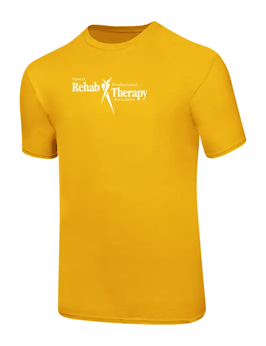 Ring Spun Yellow Gold 4.5 oz T-Shirt
 w/Sports Rehab Logo