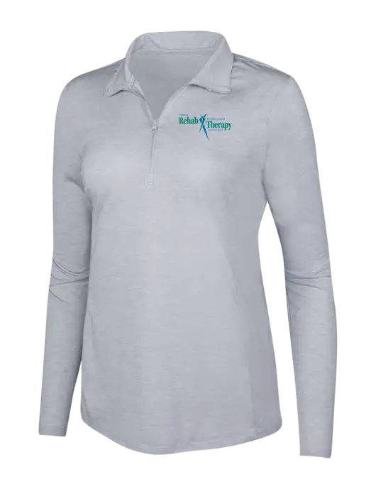 Light Grey Heather Womens Posicharge Tri-Blend Wicking 1/4 Zip Pullover w/Sports Rehab Logo