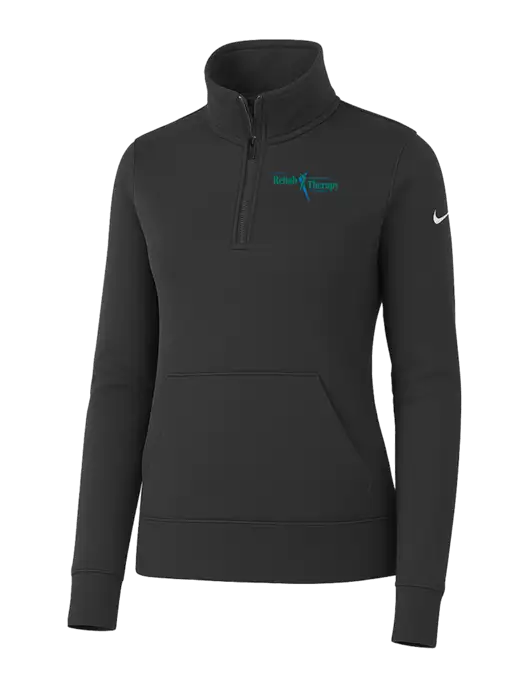 Nike Womens Dark Grey Club Fleece Sleeve Swoosh 1/2-Zip w/Sports Rehab Logo