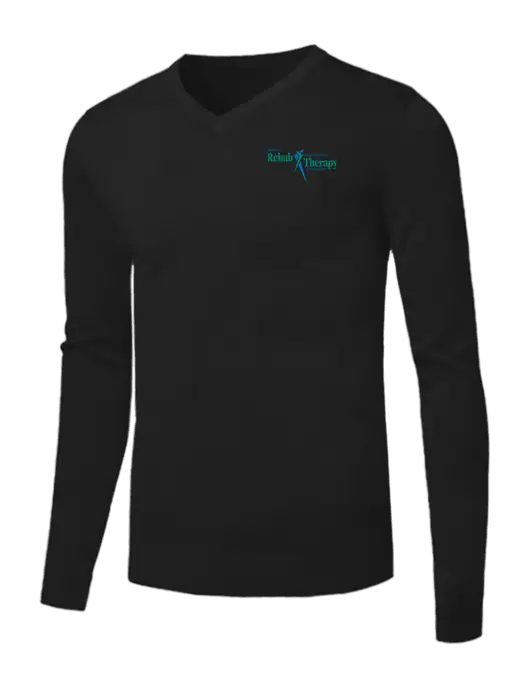 Brooks Brothers Black Washable Merino V-Neck Sweater w/Sports Rehab Logo
