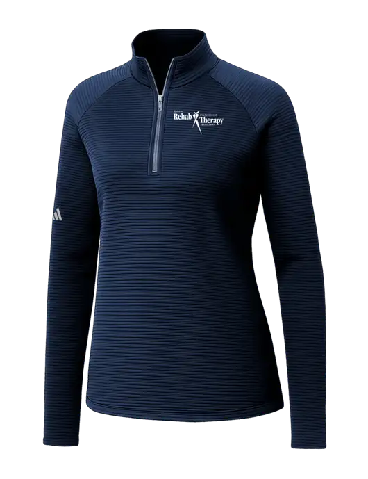 Adidas Womens Navy Spacer Quarter-Zip Pullover  w/Sports Rehab Logo
