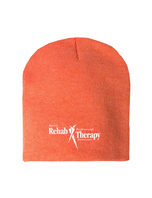 Orange Heather Element Knit Beanie w/Sports Rehab Logo