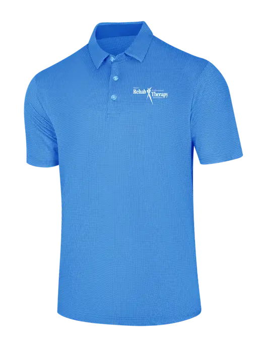 Callaway Carolina Blue Fashion Gingham Polo w/Sports Rehab Logo