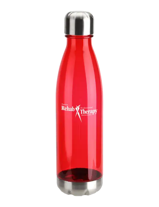 Bayside Tritan Red 25 oz Bottle with Stainless Base and Cap w/Sports Rehab Logo