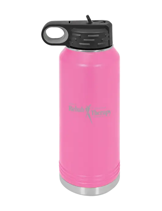 Polar Camel 32 oz Powder Coated Pink Vacuum Insulated Water Bottle w/Sports Rehab Logo