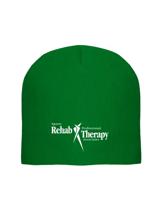 Solid Kelly Green Element Knit Beanie w/Sports Rehab Logo