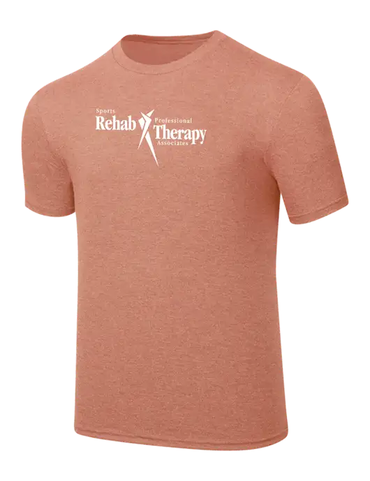 Simply Soft Heathered Light Peach 4.5oz  Poly/Combed Ring Spun Cotton T-Shirt w/Sports Rehab Logo