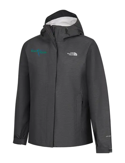The North Face Womens Dark Grey Heather DryVent Rain Jacket w/Sports Rehab Logo