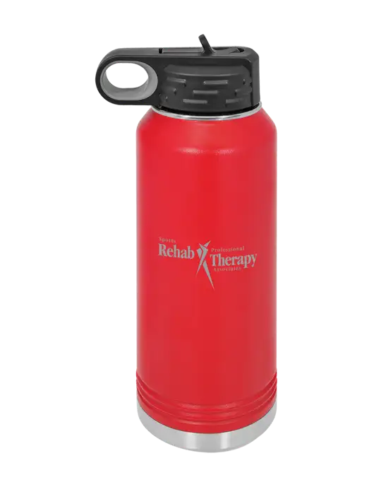 Polar Camel 32 oz Powder Coated Red Vacuum Insulated Water Bottle w/Sports Rehab Logo