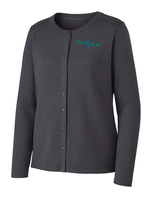 Grey Smoke Womens Concept Stretch Button-Front Cardigan Sweater w/Sports Rehab Logo