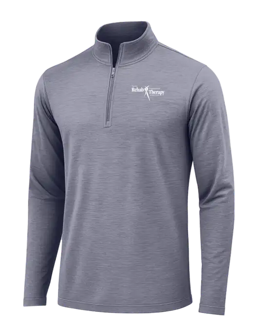 True Navy Heather Posicharge Tri-Blend Wicking 1/4 Zip Pullover w/Sports Rehab Logo