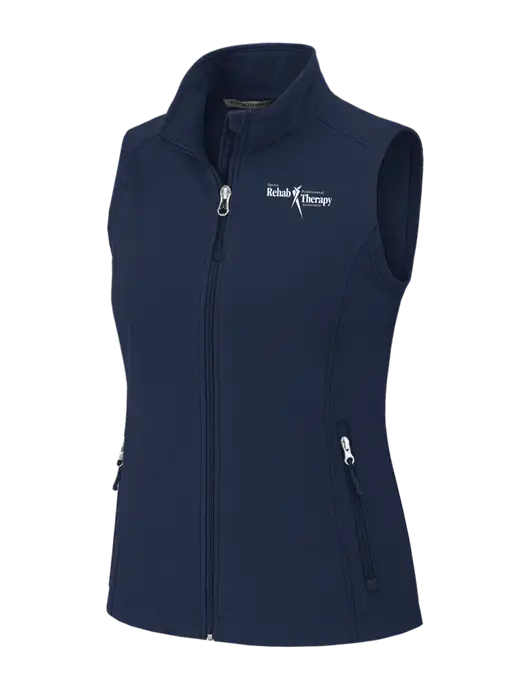Navy Womens Core Soft Shell Vest w/Sports Rehab Logo