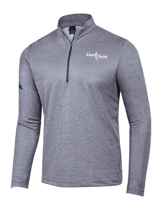 Adidas Navy Melange Space Dyed Quarter-Zip Pullover w/Sports Rehab Logo