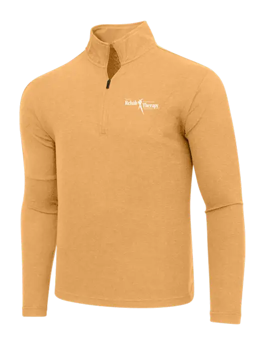 Adidas Light Orange Heather 3 Stripes Quarter Zip Sweater w/Sports Rehab Logo