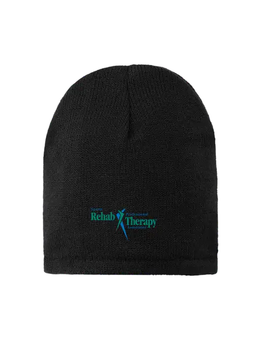 Black Fleece-Lined Beanie Cap w/Sports Rehab Logo