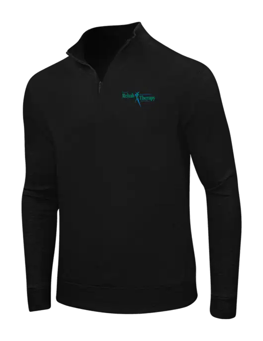 Deep Black/Charcoal Heather Interlock 1/4 Zip w/Sports Rehab Logo