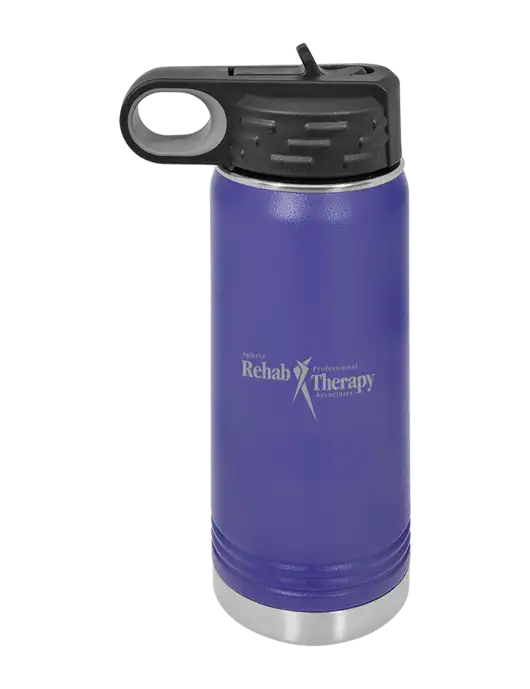 Polar Camel 20 oz Powder Coated Purple Vacuum Insulated Water Bottle w/Sports Rehab Logo