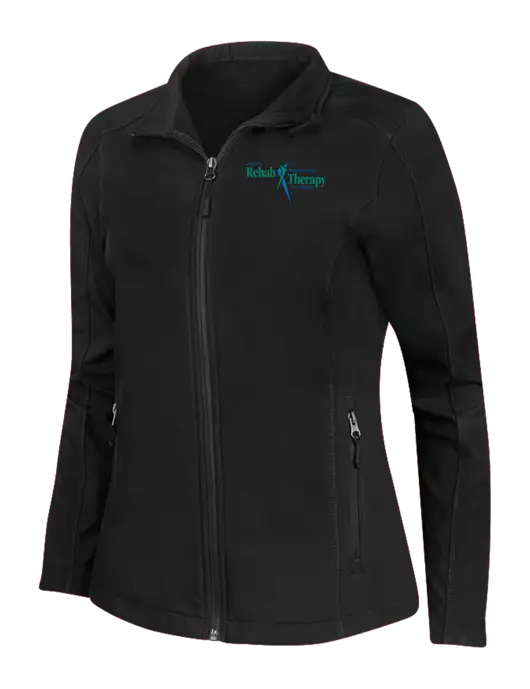 Black Womens Core Soft Shell Jacket w/Sports Rehab Logo
