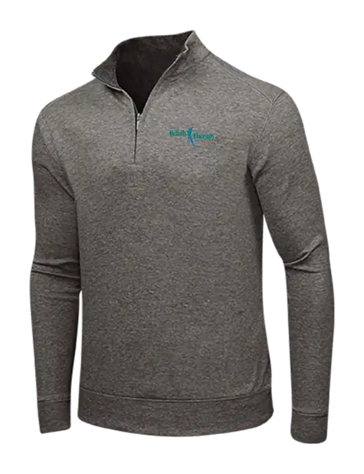 Charcoal Heather/Medium Heather Grey Interlock 1/4 Zip w/Sports Rehab Logo