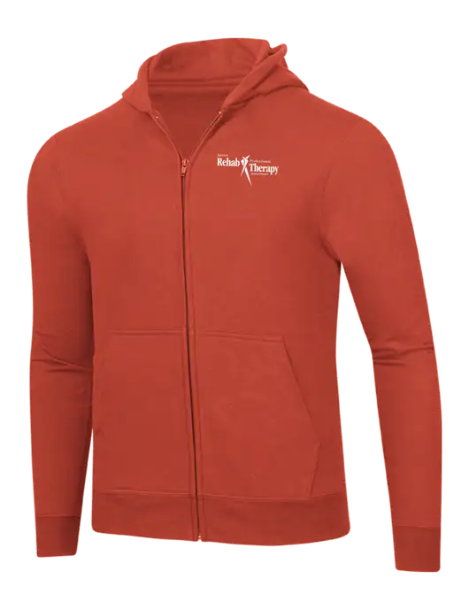 Orange 8.5 oz Ring Spun Zip Hooded Sweatshirt w/Sports Rehab Logo