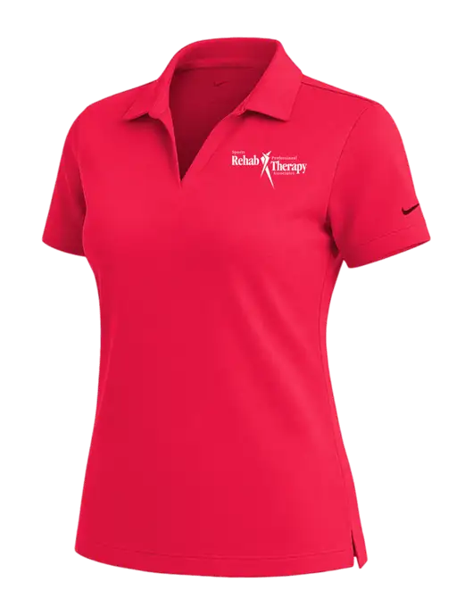 NIKE Red Womens Dri-Fit Micro Pique Polo w/Sports Rehab Logo
