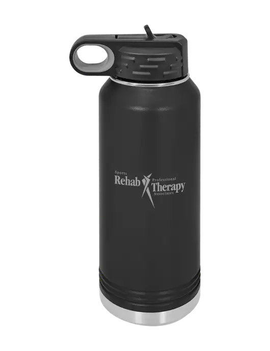 Polar Camel 32 oz Powder Coated Black Vacuum Insulated Water Bottle w/Sports Rehab Logo