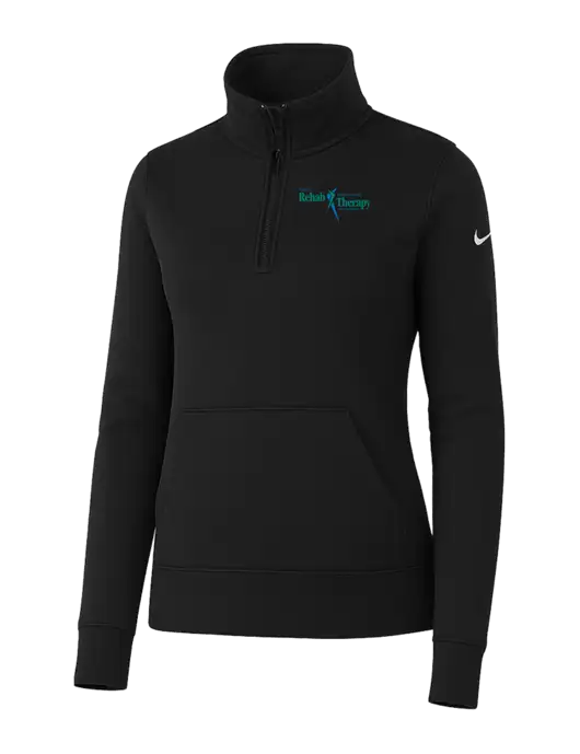 Nike Womens Black Club Fleece Sleeve Swoosh 1/2-Zip w/Sports Rehab Logo