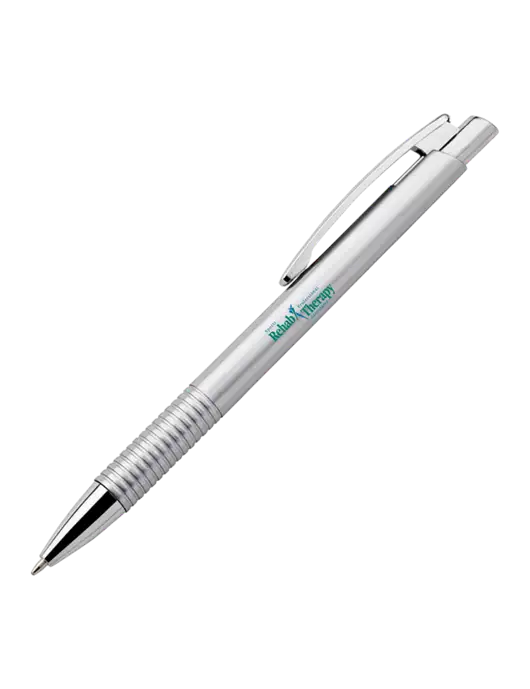 Malay Silver Ballpoint Pen - Blue Ink w/Sports Rehab Logo
