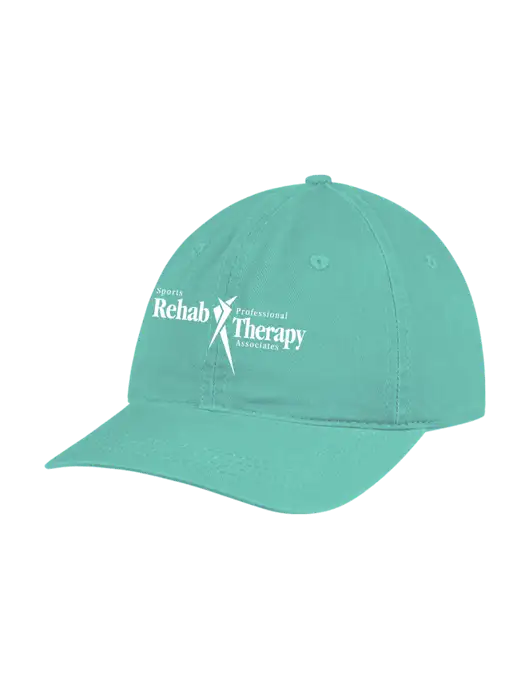 Garment Washed Unstructured Twill Very Light Teal Cap w/Sports Rehab Logo