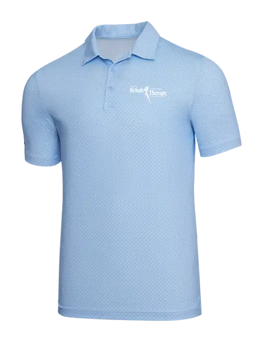 Adidas Light Blue Diamond Dot Print Polo w/Sports Rehab Logo